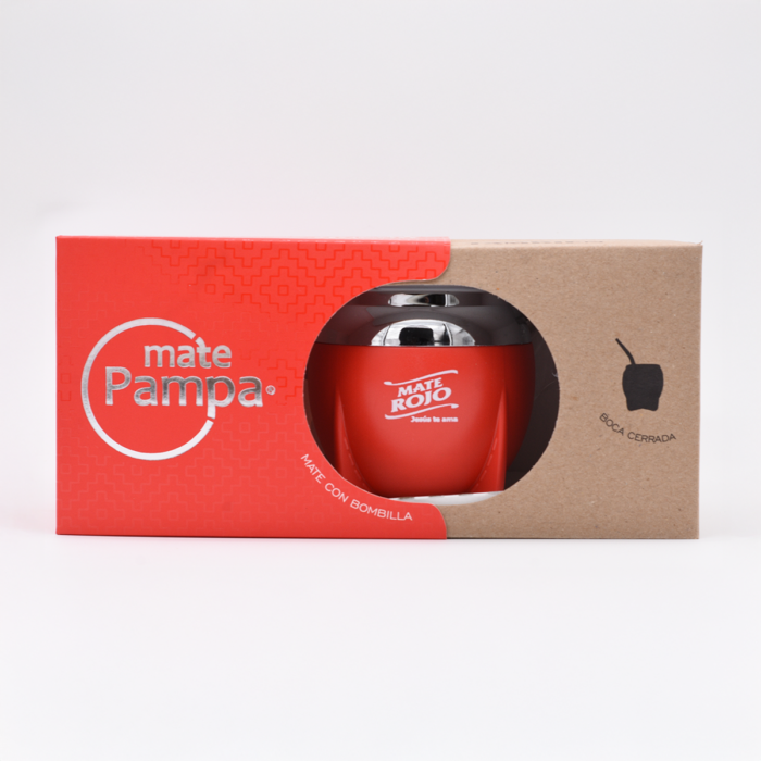 Mate | Mate Pampa Tradicional Boca Cerrada + Bombilla - Edición Mate Rojo